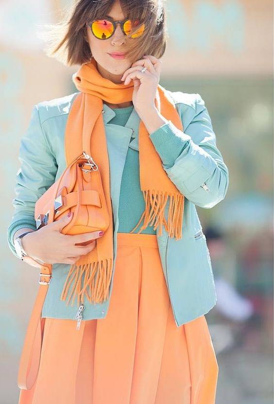 ست تن آبی و نارنجی