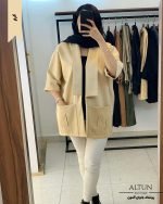 مانتو کوتاه دخترانه رنگ کرم