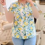 بلوز نخی طرح برگ جنس نخ ۱۰۰٪ مناسب بهار تابستان کد 480