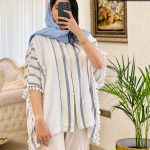 مانتو مدل گلشید جنس لینن نچرال مدل کار عبایی کد 520