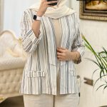 کت راه راه مدل سلدا جنس لینن نچرال کد 507