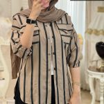 شومیز مانتویی راه راه تابستانی جنس واتیکان