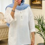 تونیک مانتویی مدل دلبر جنس بابوس ۳ نخ خنک و تابستانه کد 534