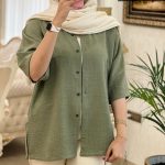 شومیز مانتویی جنس لنین اسلپ