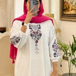 تونیک مانتویی گلدوزی شده تابستانه جنس کرسپو کد 559