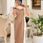 حراج مانتو پیراهنی مدل هلما جنس ترکیبی لینن با لنین راه راه کد 562