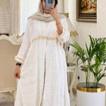 حراج مانتو بلند خامه دوزی شده جنس کرسپو کد 569