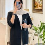 حراج کت یقه انگلیسی استین پاگن دار تک رنگ جنس بابوس کد 565