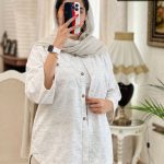 شومیز مانتویی مدل سویل جنس لنین طرحدار کد 573