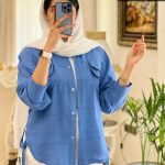 شومیز مانتویی کتیبه جیب دوبل یقه مردانه خنک تابستونی کد 560