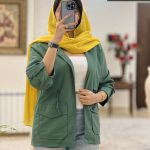 کت پاییزه کمر گت استر دار مدل ناهید جنس کتان زارا کد 599