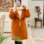 پالتو بلند آستردار یقه پروانه جنس فوتر کوبیده شده کد 644