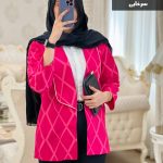 مانتو ژاکارد طرح لوزی مغزی دوزی شده کد 681