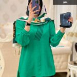 شومیز مانتویی یقه گل دوزی شده مدل نگار پارچه کرسپو کد 687