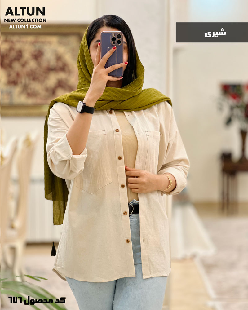 5527587587 مانتو شومیزی مدل نرگس جنس نخ جاذبه کد 677 - تصویر 1