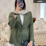 مانتو یقه امریکایی مدل آیدا جنس شانتون کد 698