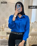 شومیز زنانه جنس ساتن رنگ کاربنی