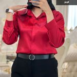 شومیز زنانه جنس ساتن رنگ قرمز