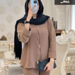 ست مانتو شومیزی و شلوار مدل آسمان جنس فوژان پنبه دوبل کد 713