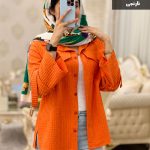 شومیز مانتویی مدل تابش جنس پفکی درجه یک گرم بالا  کد 735