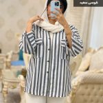 شومیز مانتویی راه راه لنین مدادی