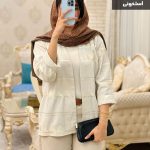 مانتو مدل لیلا لینن نچرال پولک و خامه دوزی کد 759