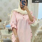 تونیک مانتویی دختزانه جنس پلوتی رنگ صورتی