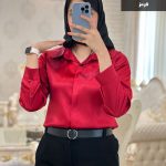 شومیز زنانه جنس ساتن رنگ قرمز