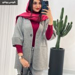 پالتو استین فانوسی جنس فوتر جناغی کد 858