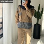 ست کتی با شلوار نایس کتان ترکیبی با توییت کد 889