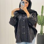 حراج مانتو پانچ جیب چرم سوییت گرم بالا لیزری کد 885