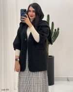 پالتو استین فانوسی جنس فوتر جناغی کد 858 - تصویر 9
