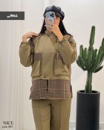 ست کتی با شلوار نایس کتان ترکیبی با توییت کد 889 - تصویر 9