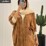 حراج مانتو پانچ کلاه دار جنس سوییت طرح پتینه کد 883
