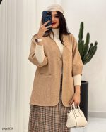 پالتو استین فانوسی جنس فوتر جناغی کد 858 - تصویر 8