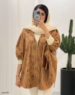 حراج مانتو پانچ کلاه دار جنس سوییت طرح پتینه کد 883 - تصویر 2