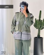 ست کتی با شلوار نایس کتان ترکیبی با توییت کد 889 - تصویر 2