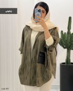 حراج مانتو پانچ کلاه دار جنس سوییت طرح پتینه کد 883 - تصویر 5