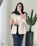 کت زنانه جنس مازراتی رنگ استخوانی