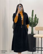 ست کراپ کت با دامن شیدا جنس کتان ترک گرم بالا کد 907