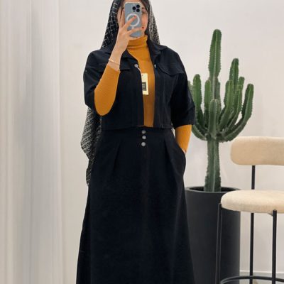 ست کراپ کت با دامن شیدا جنس کتان ترک گرم بالا کد 907