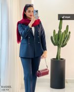 کت شلوار دیپلمات زنانه جنس پرشین رنگ سرمه ای