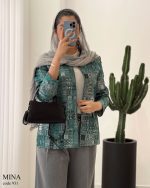 مانتو کتی ژاکارد رنگ سبز