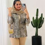 مانتو کتی ژاکارد رنگ قهوه ای