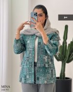 مانتو کتی ژاکارد رنگ سبز