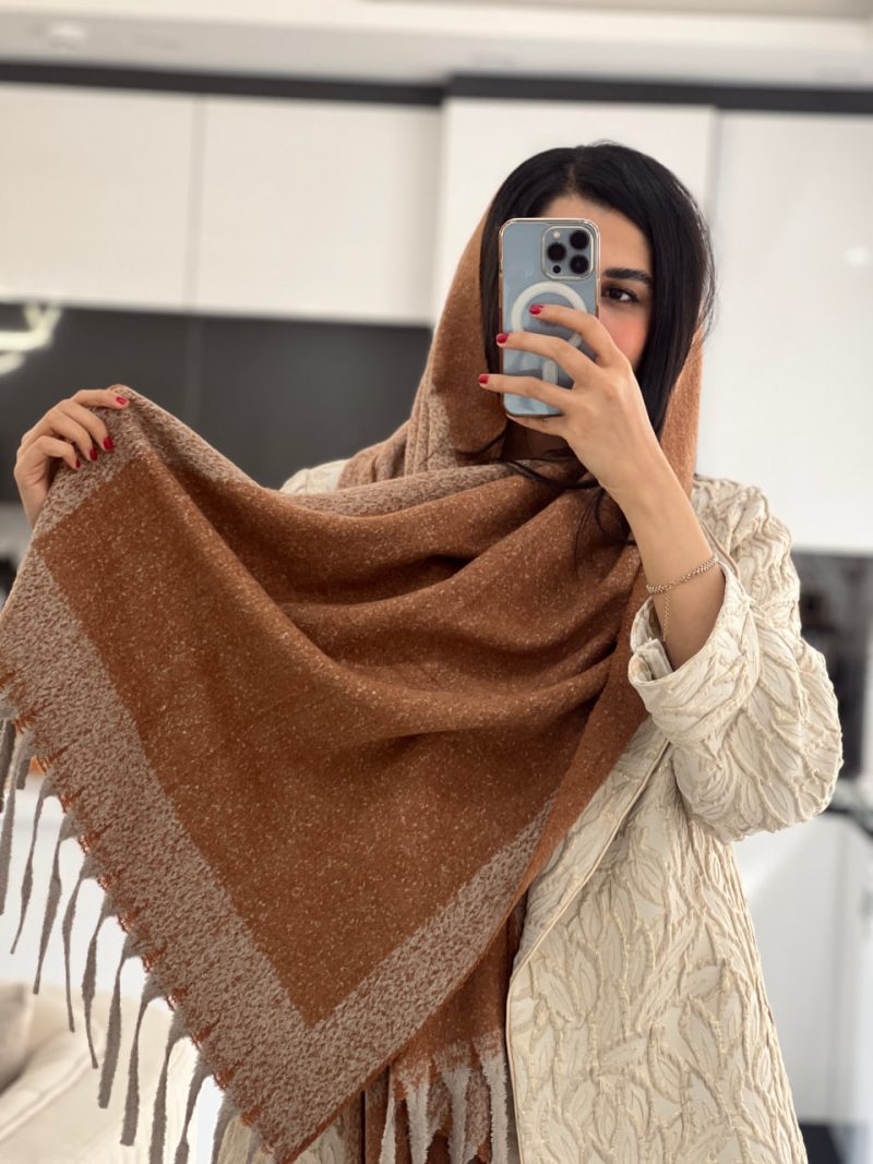 شال موهر دو رو شکلاتی