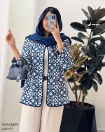 کت زنانه جنس ژاکارد رنگ سرمه ای