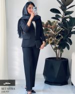 کت و شلوار زنانه جنس مازراتی رنگ مشکی