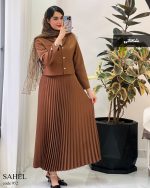 ست کت و دامن مدل ساحل جنس مازراتی کد 952 - تصویر 2