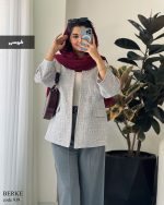 کت زنانه عیدانه جنس ژاکارد رنگ طوسی